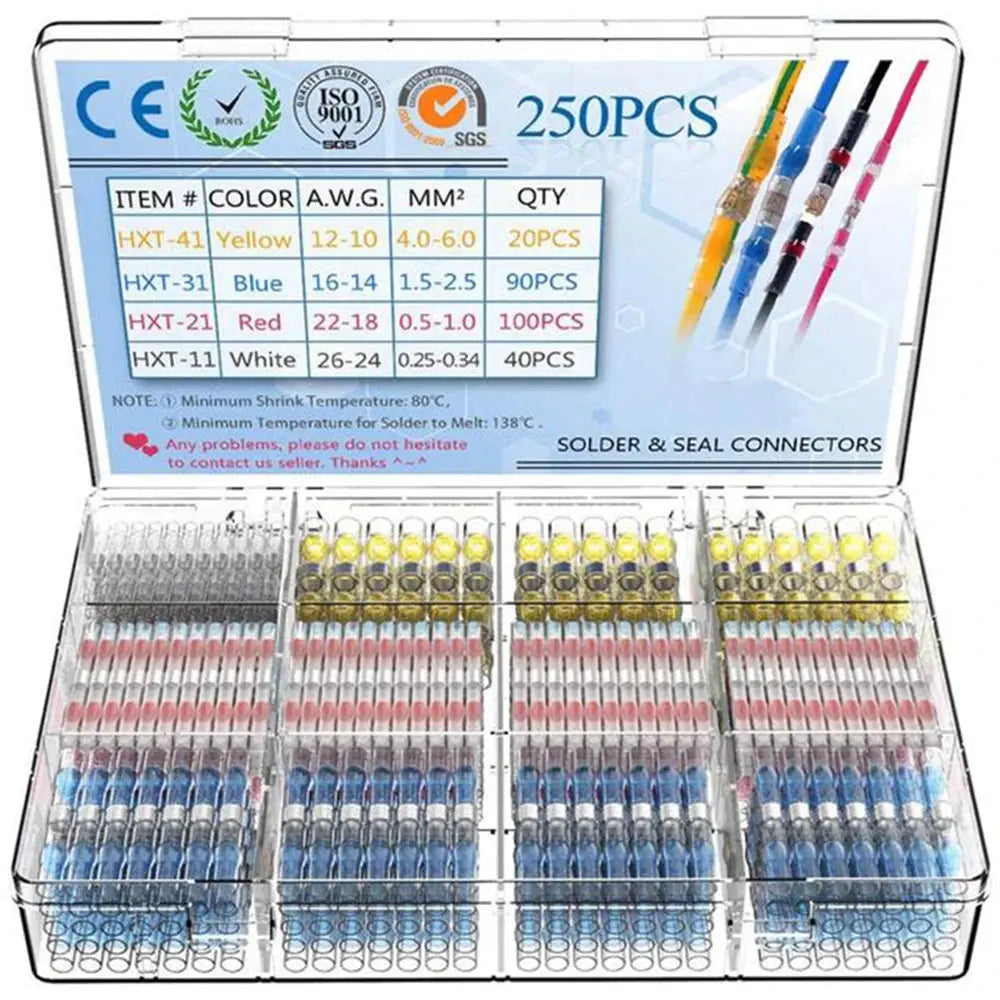 WOZOBUY Heat Shrinkable Wire Connectors SST21 Waterproof Sleeve AWG22-18 Butt Electrical Splice Tinned Solder Seal Terminal - electrical center b2c