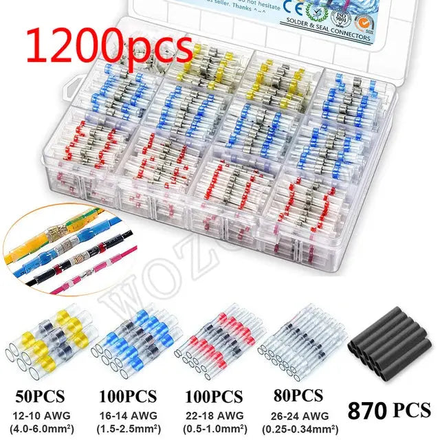 WOZOBUY Heat Shrinkable Wire Connectors SST21 Waterproof Sleeve AWG22-18 Butt Electrical Splice Tinned Solder Seal Terminal - electrical center b2c