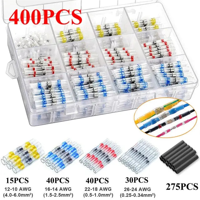 WOZOBUY Heat Shrinkable Wire Connectors SST21 Waterproof Sleeve AWG22-18 Butt Electrical Splice Tinned Solder Seal Terminal - electrical center b2c