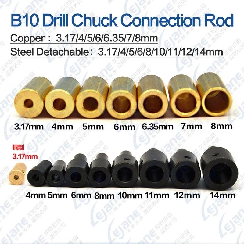 B10 Drill Chuck Connecting Rod Shaft Motor Sleeve Copper Steel Taper Coupling 3.17mm/4mm/5mm/6.35mm/7mm/8mm/10mm/11mm/12mm/14mm