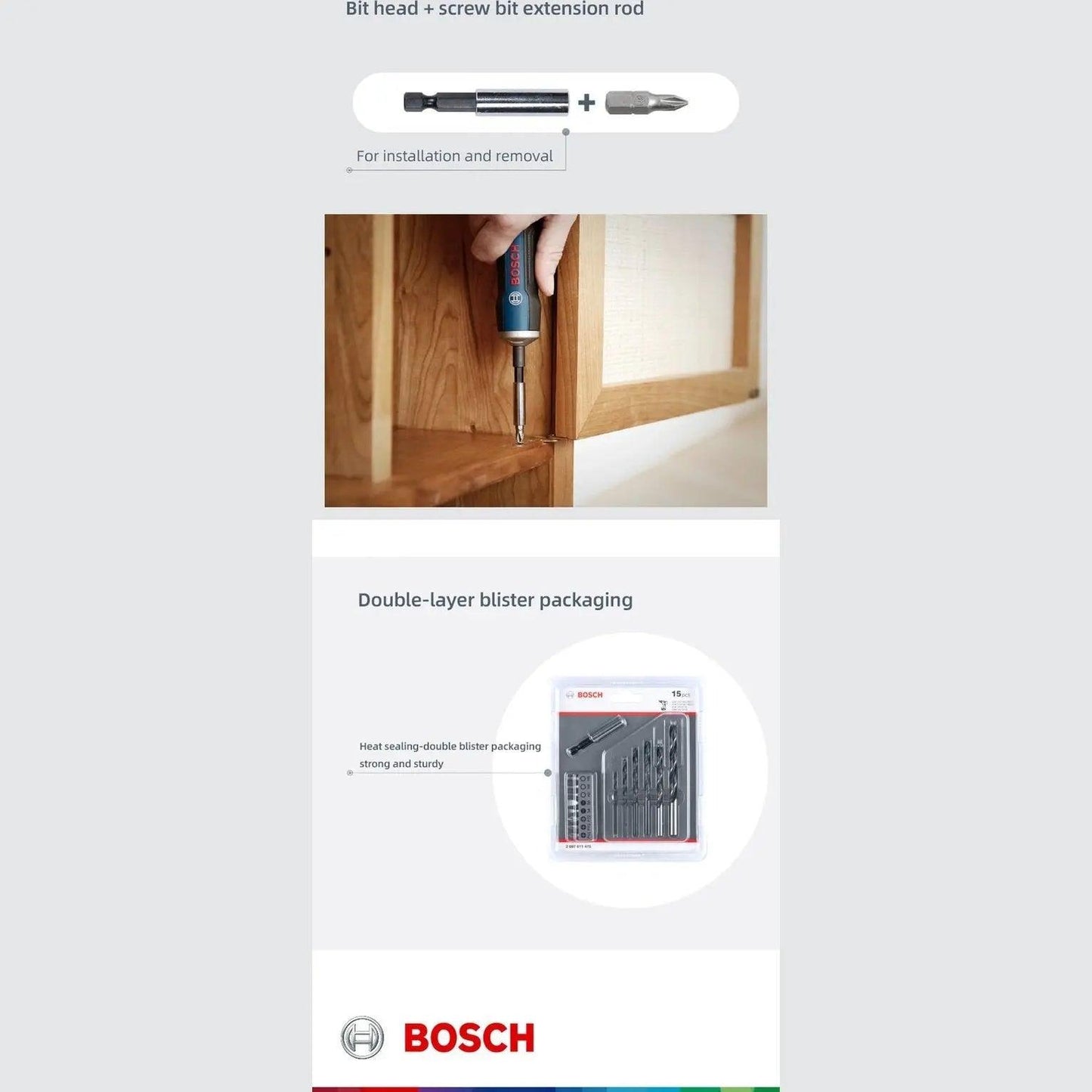 BOSCH- 15 piece/ Set Screw Bit Set| Metal Woodworking Bit - electrical center b2c