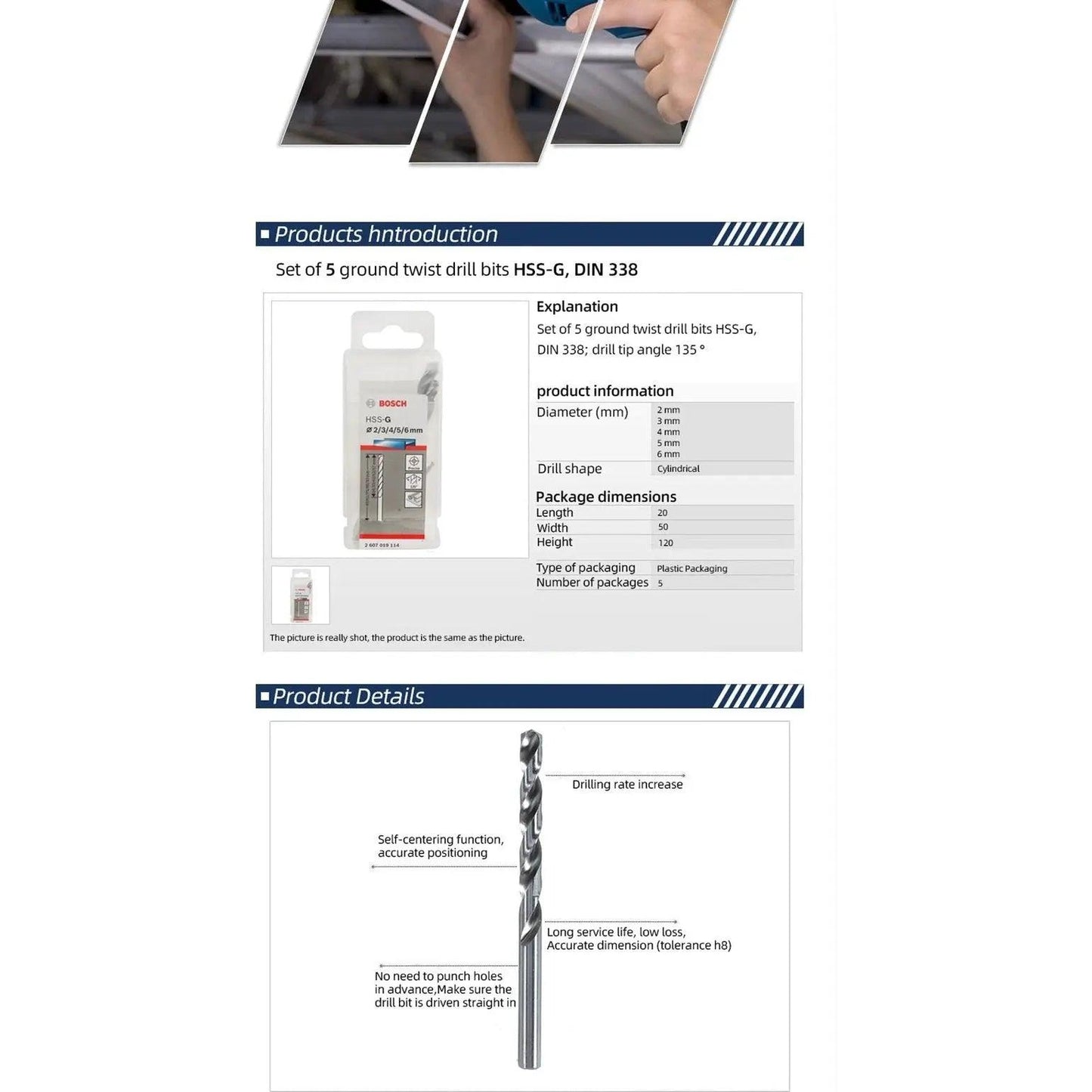 BOSCH- 5 HSS-G Twist Drill Bits Straight Twist Drill Bits|  2/3/4/5/6 mm - electrical center b2c