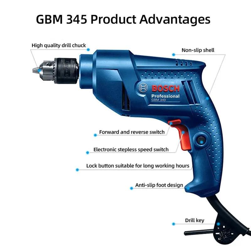BOSCH- Electric Drill GBM 345 Electric Screwdriver| (Send 5 Original Drill Dits) - electrical center b2c
