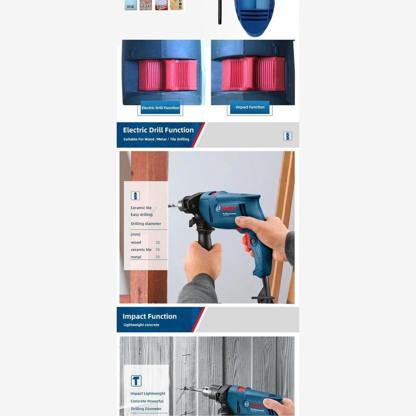 BOSCH- GSB570 Impact Drill Hand Electric Drill| Household Multi-Function - electrical center b2c