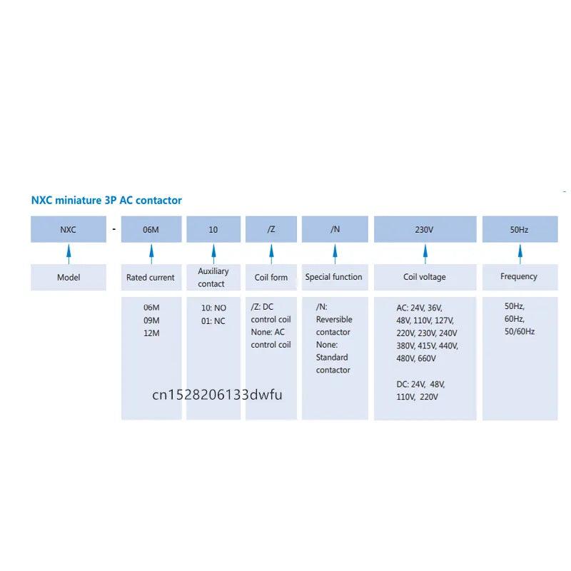 CHINT AC DC Mini Miniature Contactor NXC-06M10 09M10 12M10 6A 9A 12A 1NO / 1NC AC DC 380V 220V 110V 24V