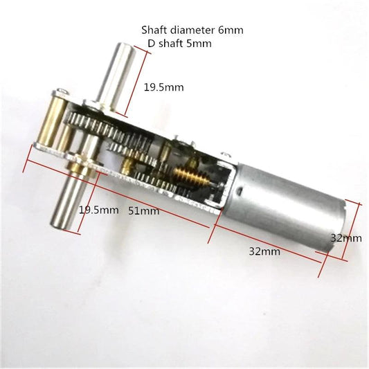 Double Shaft Length 19.5mm DC Gear Motor 1.5V 3V 6V 12V 24V Speed Reduce 3.5rpm To 120rpm Metal Gearbox Moter DIY WGF180-55