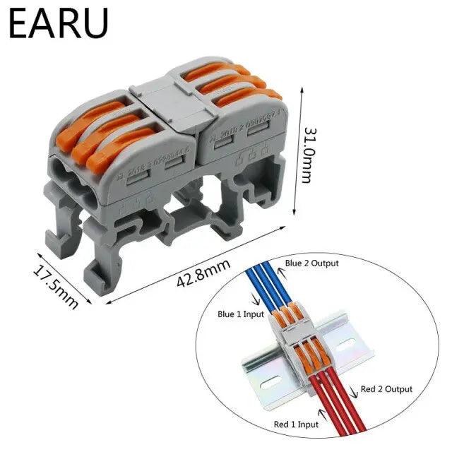 EARU- 1/2/3/5P Din Rail Type Quick Fast Cable Wiring Connection Terminal - electrical center b2c