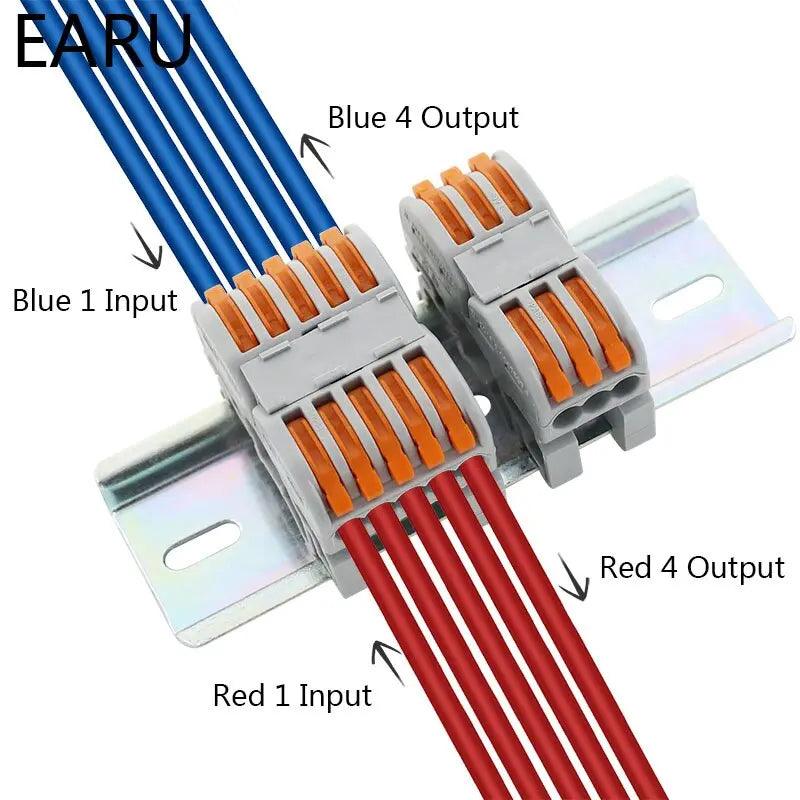 EARU- 1/2/3/5P Din Rail Type Quick Fast Cable Wiring Connection Terminal - electrical center b2c