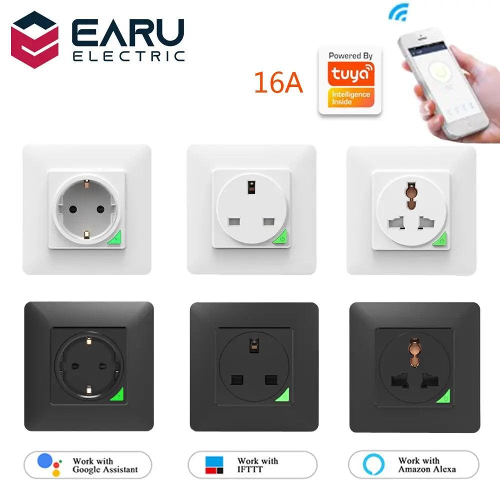 EARU- 16A EU UK Universal WiFi Smart Wall Power Socket/ Remote Control - electrical center b2c
