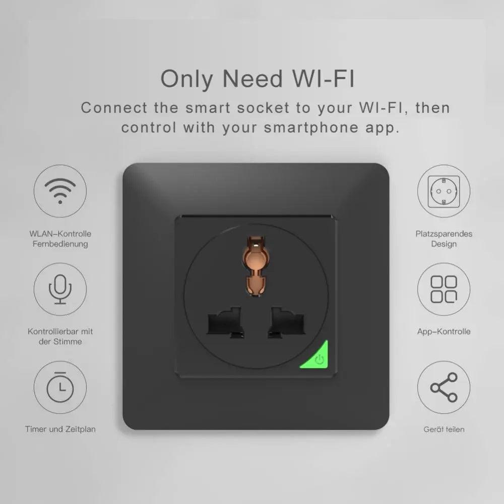 EARU- 16A EU UK Universal WiFi Smart Wall Power Socket/ Remote Control - electrical center b2c