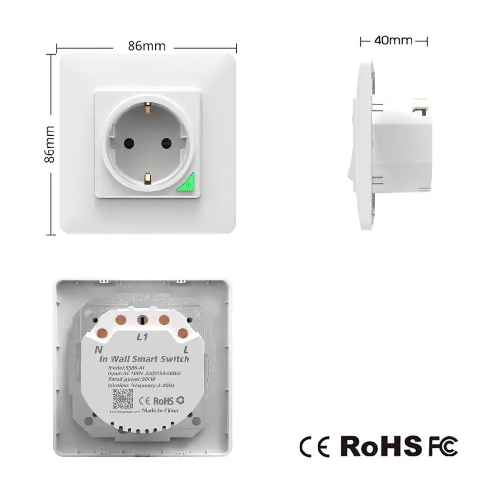 EARU- 16A EU UK Universal WiFi Smart Wall Power Socket/ Remote Control - electrical center b2c