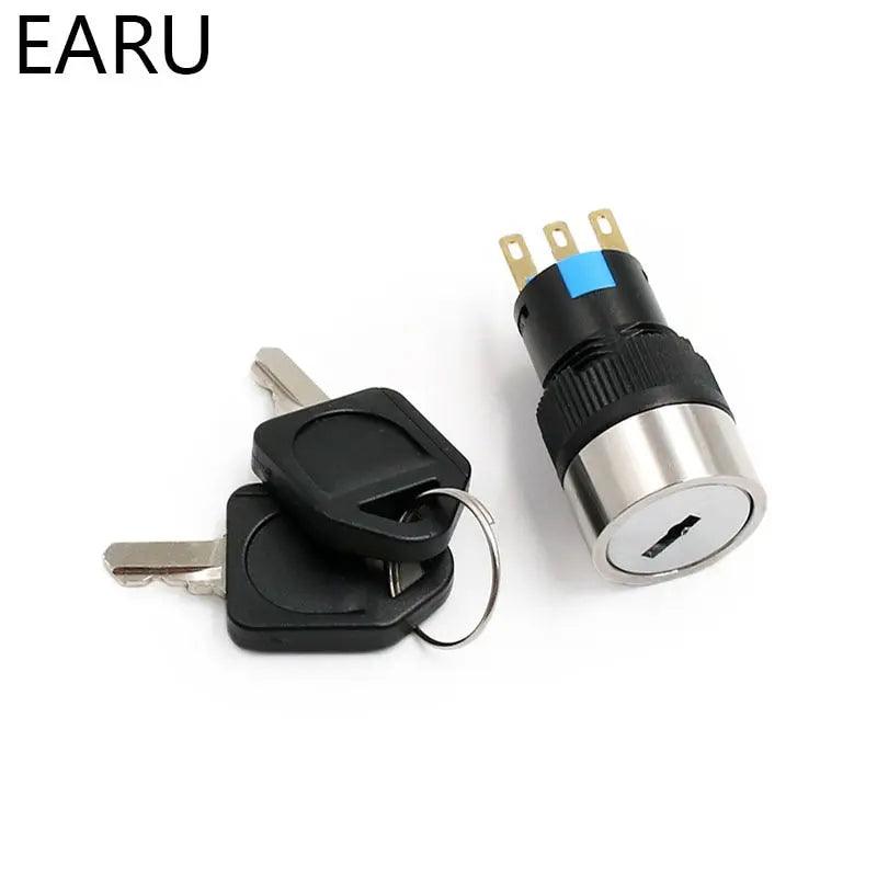 EARU- 16mm 19mm 22mm Waterproof Stainless Steel Lock Key Knob Rotary Switch - electrical center b2c