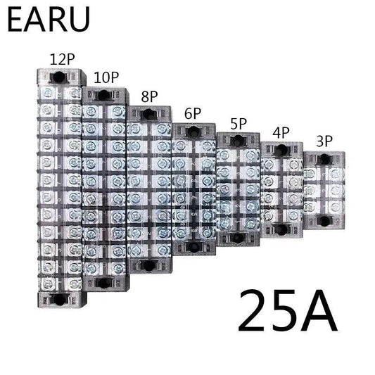 EARU- 1pc 25A 600V Dual Row Barrier Screw TB Series Terminal Block|  3 4 5 6 8 10 12 Positions - electrical center b2c