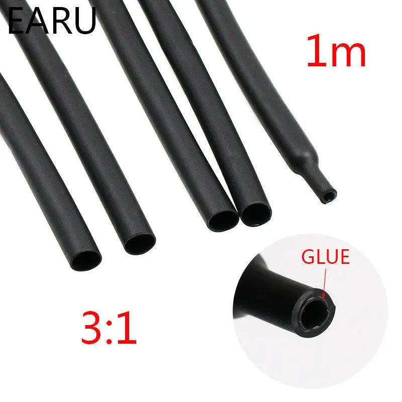 EARU-  3:1 Heat Shrink Tube with Glue|  1.6/2.4/3.2/4.8/6.4/7.9/9.5/12.7mm 1M/LOT - electrical center b2c