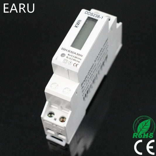 EARU- 5(32)A 220V 50HZ Single Phase Din-Rail KWH Watt Meter - electrical center b2c