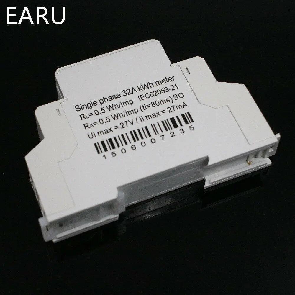 EARU- 5(32)A 220V 50HZ Single Phase Din-Rail KWH Watt Meter - electrical center b2c