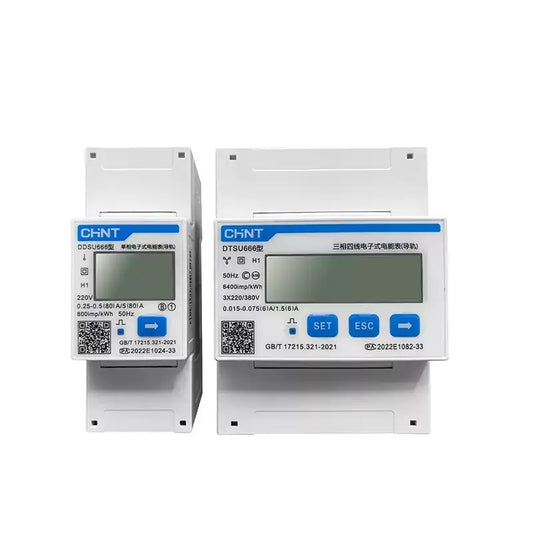 Chint energy meter, DDSU666, DTSU666, single phase smart meter, three phase energy meter, DIN rail electricity meter, RS485 modbus meter, CT connected energy meter, remote monitoring meter, multi-rate energy meter, home power consumption monitor, factory energy meter, construction site electricity meter