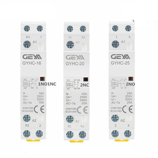 GEYA- Din Rail Type AC Contactor| 2P 16A  20A 25A /NO NC  optional modular contactor - electrical center b2c