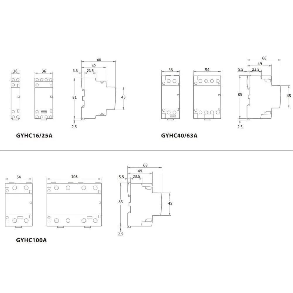GEYA- Din Rail Type AC Contactor| 2P 16A 20A 25A /NO NC optional modular contactor - electrical center b2c