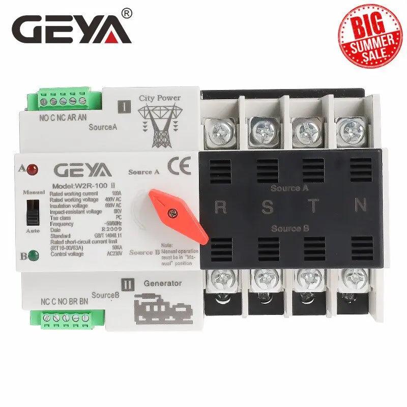 GEYA- W2R Mini ATS 4P Automatic Transfer Switch Controller| 25A-100A Optional - electrical center b2c