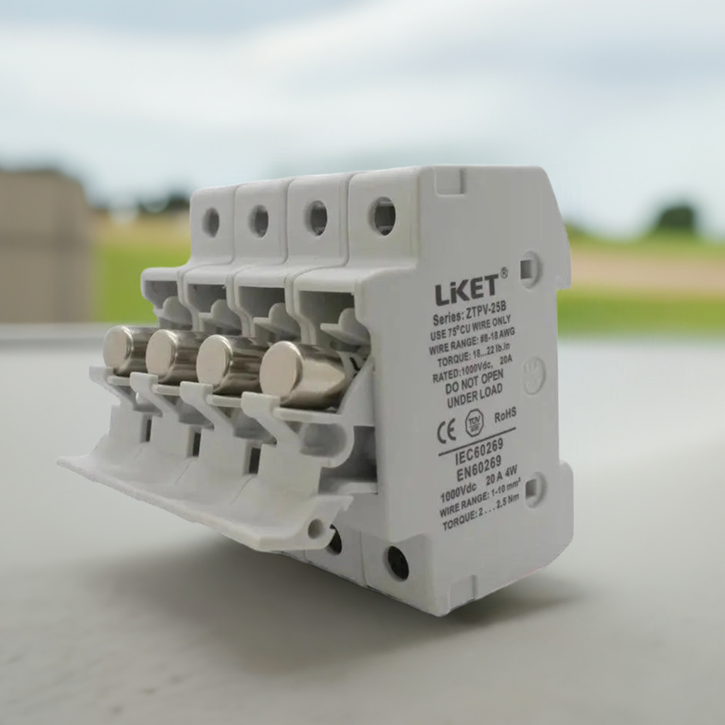 1 set Parallel 4P Fuse Holder 1000V DC Fusible 10x38 gPV, with Fuse Holder for Solar System Protection