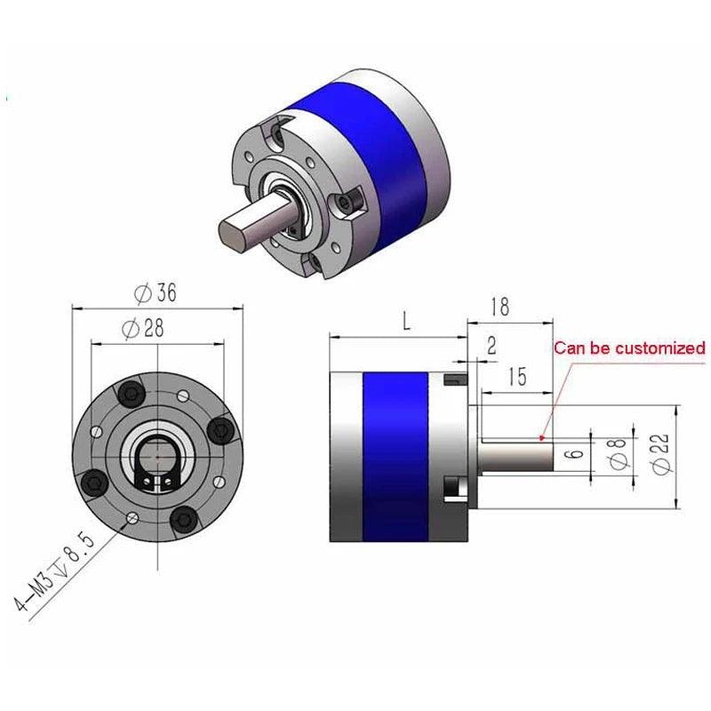 High Precision High Torque 36mm Planetary Gear Box for 555 Dc Motor Metal Gear Reducer with Planetary Structure Reducer Moter
