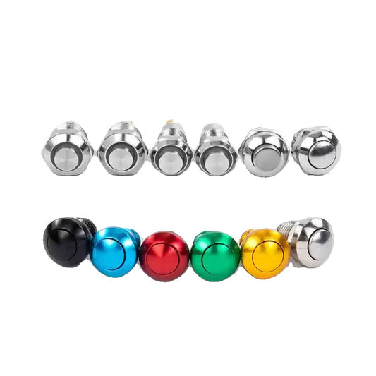 8mm push button switch, metal push button, momentary switch, self-reset switch, latching switch, 2 pin switch, waterproof switch, mini tact switch, round push button, automotive switch, industrial control switch, DIY electronics switch, 8mm metal switch, SPST switch, 1NO switch, welding terminal switch