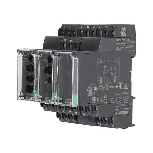 Schneider RM22 Relay, RM17TG00, RM22TG20, RM22TR33, RM22LG11MR, 3-Phase Monitoring Relay, Phase Sequence Relay, Over/Under Voltage Relay, Liquid Level Control Relay, 208-480VAC Relay, DIN Rail Monitoring Relay, Schneider Harmony Control Relay, Motor Protection Relay, Phase Loss Relay