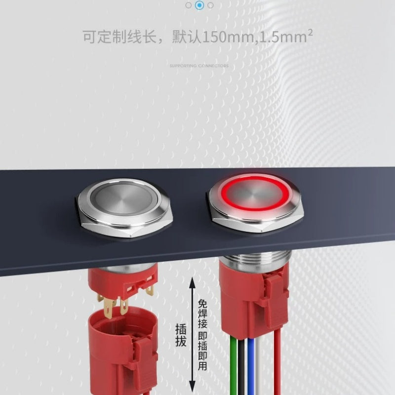 Push Button ON OFF Switch Illuminated Metal Pushbutton Switch, Self-reset & Latching Type, 3V-220V LED