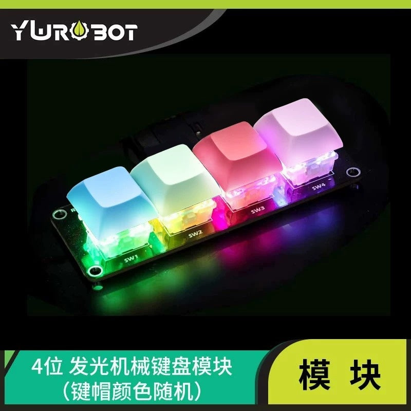 YwRobot 4 Keys RGB Mechanical Keyboard Module, Cherry MX Blue Switch, SK6812 Arduino Button LED