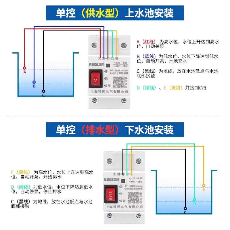 DF‑96DK Automatic Water Level Controller, AC220V DC12V/24V 0.37~11kW Encloure Kit