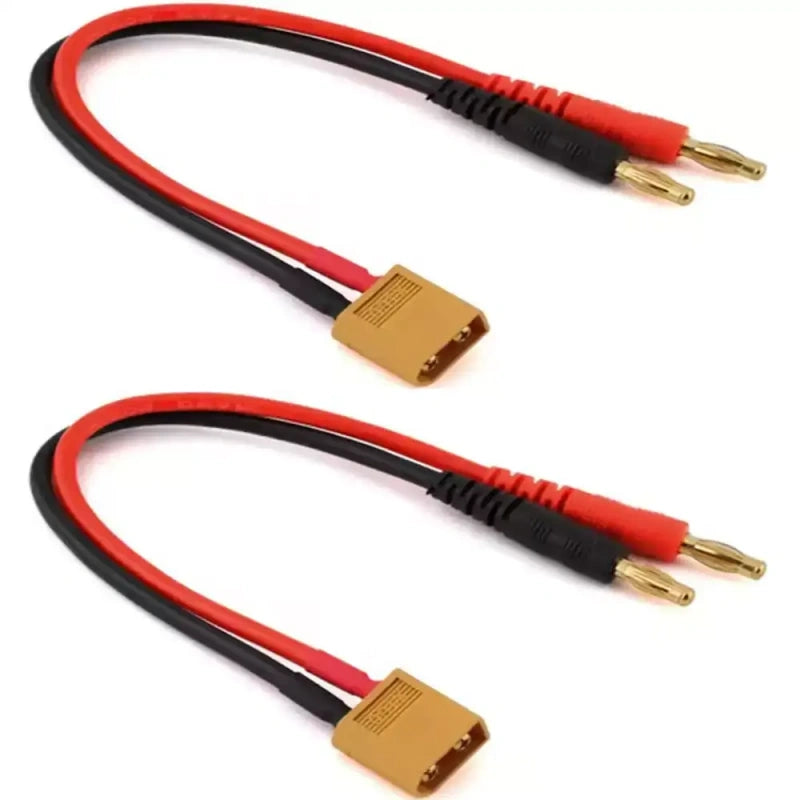 XT60 to banana cable, B6 B6AC charger cable, RC LiPo charging wire, 4.0mm banana plug, 12AWG silicone wire, 14AWG 16AWG, XT60 male, drone battery cable, RC model accessory