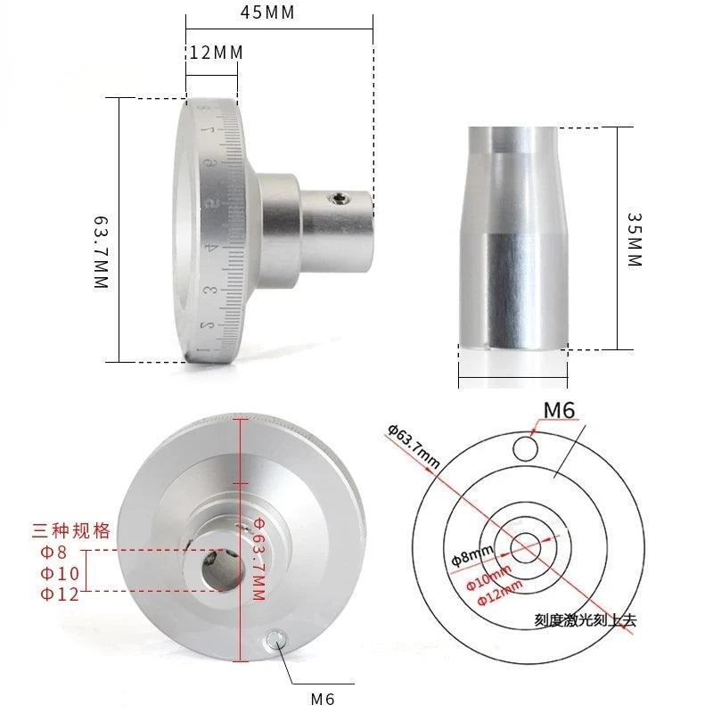 Lathe Laser Engraving with Scale Handle Hand Wheel Sliding Table Metal Circle Hand Wheel Inner Diameter 6mm/8mm/10mm/12mm