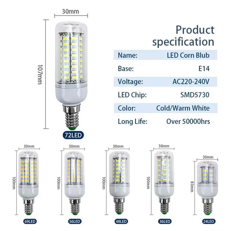 LATTUSO- 10pcs/lot LED Bulb Lamp E27 E14/ 24-72Leds Light Bulbs optional - electrical center b2c