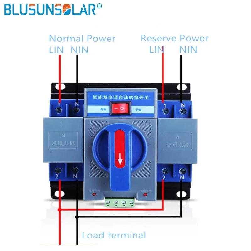 Micro Circuit Breaker Dual Power Automatic Transfer Switch 2P 10A/16A/ 25A 32A 40A 50A 63A 230V Auto Transfer Switch