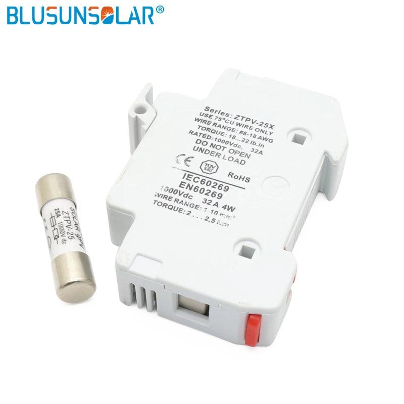 PV Solar 10a 12a 15a 20a 30a Fuse 1000V DC Fusible 10x38 GPV, with LED Fuse Holder for Solar System Protection