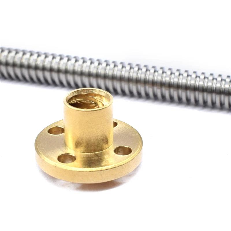 T20 Lead Screw For CNC 3D Printer Stepper Motor Trapezoidal Screw With Brass Nut 100 150 200 250 300 350 400 500mm Lead 4mm 8mm,t20 lead screw
