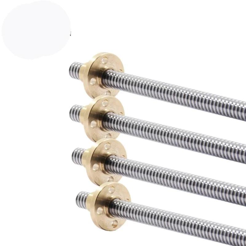 T8 Lead Screw OD 8mm Lead 1/2/4/8/12/14mm Linear Length 100mm To 550mm With Brass Nut For Reprap 3D Printer CNC Stepper Motor,t8 lead screw