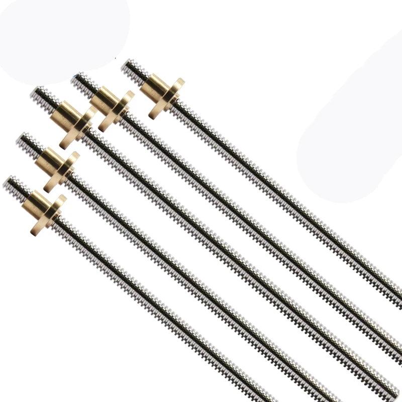 T8 Lead Screw OD 8mm Lead 1/2/4/8/12/14mm Linear Length 100mm To 550mm With Brass Nut For Reprap 3D Printer CNC Stepper Motor,t8 lead screw