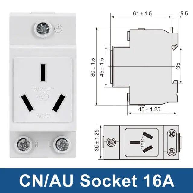 TAIXI- DIN Rail Socket 250V 16A Industrial Socket UK US FR EU AU IT optional - electrical center b2c,din rail eu socket