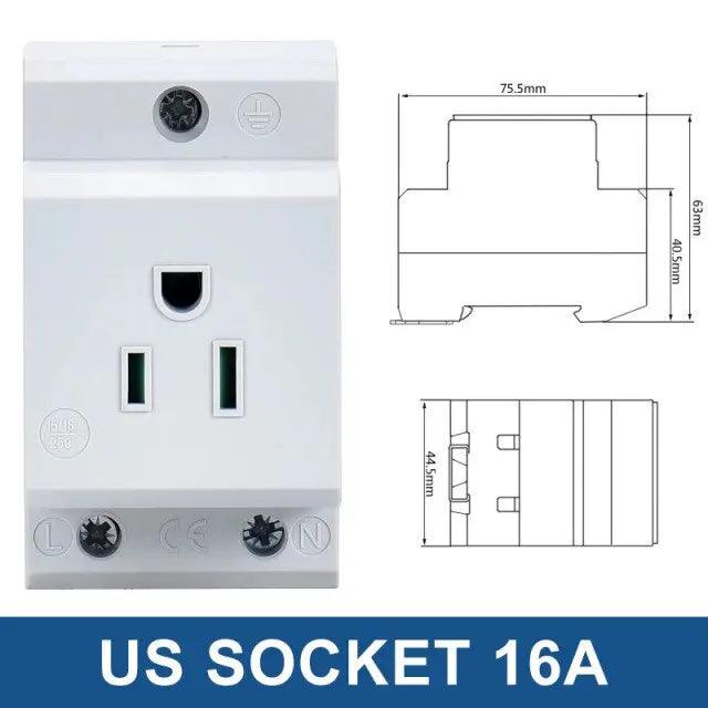 TAIXI- DIN Rail Socket 250V 16A Industrial Socket UK US FR EU AU IT optional - electrical center b2c