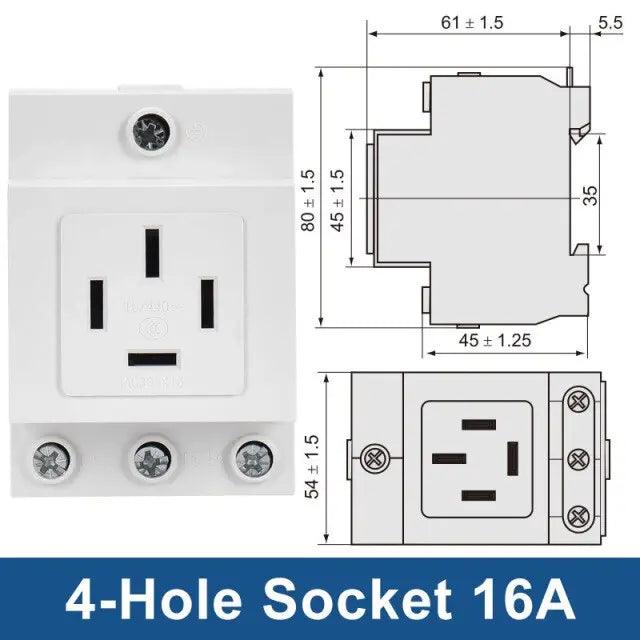 TAIXI- DIN Rail Socket 250V 16A Industrial Socket UK US FR EU AU IT optional - electrical center b2c