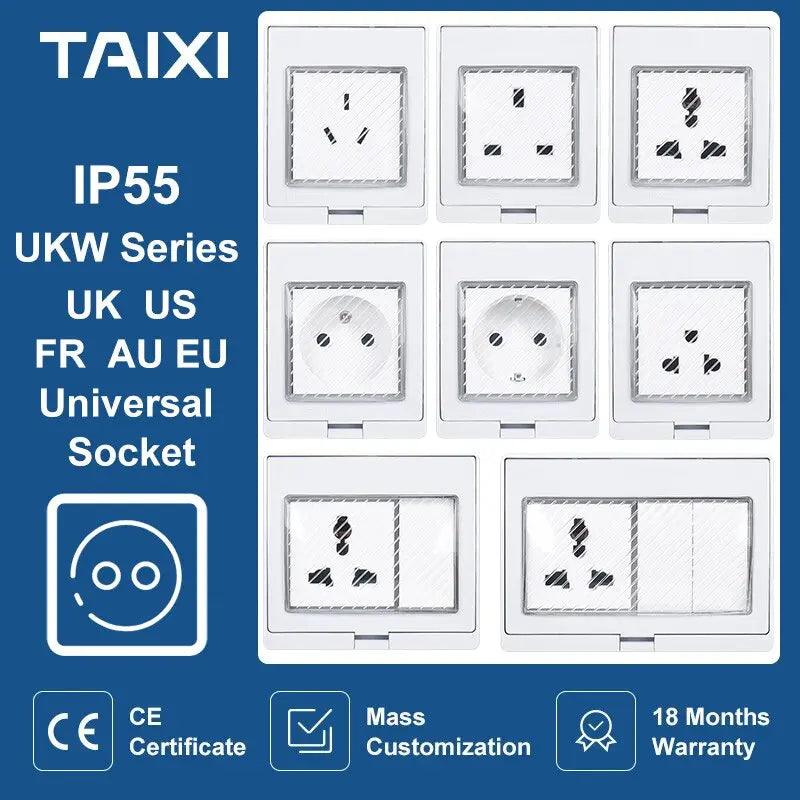 TAIXI- IP55 Waterproof Socket Switch Box| EU AU UK US FR Universal Type Socket optional - electrical center b2c