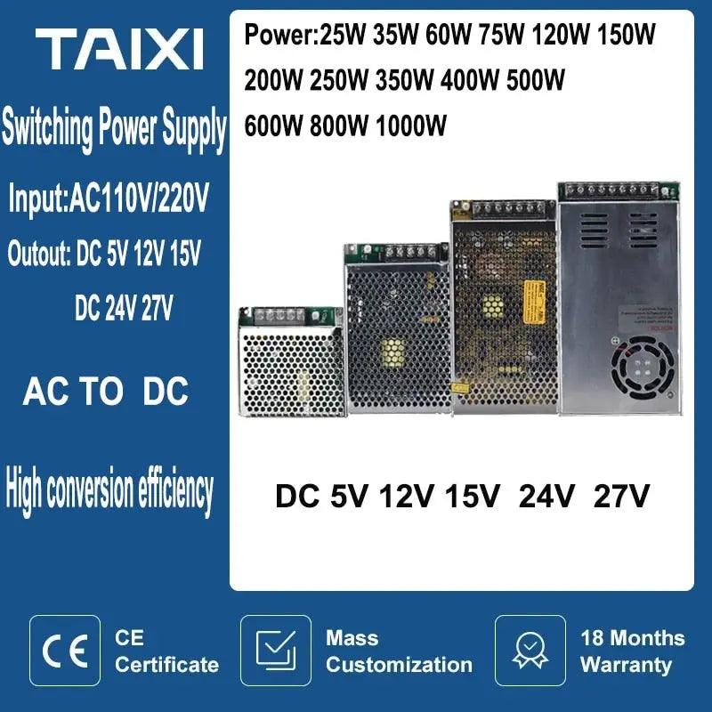 TAIXI- Monitor LED Strip Switching Power Supply Adapte 25W to 1000W optional - electrical center b2c