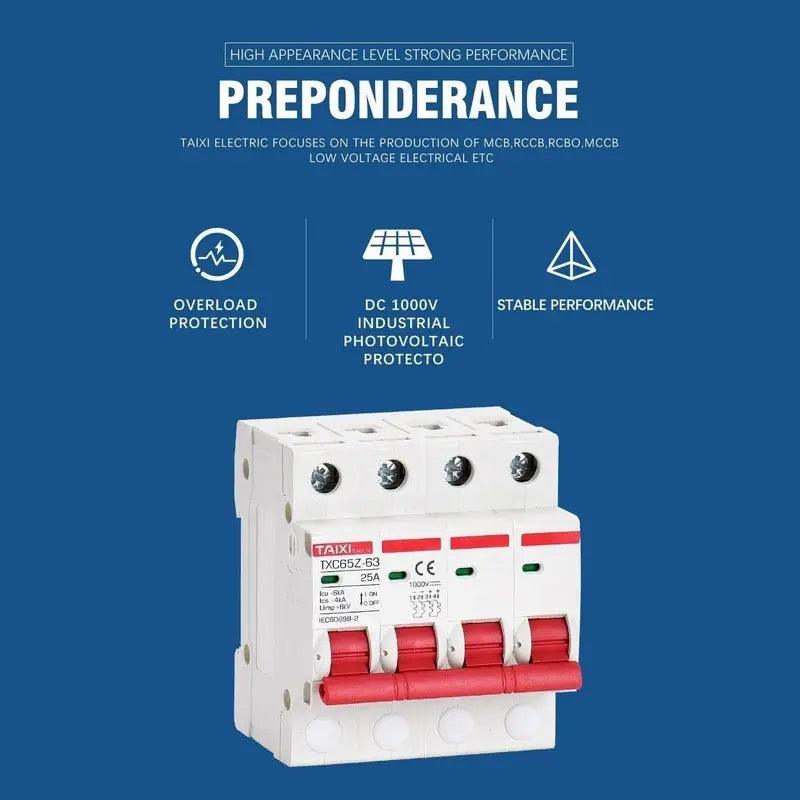 TAIXI- Solar Photovoltaic DC Circuit Breaker MCB 4P/1000V - electrical center b2c