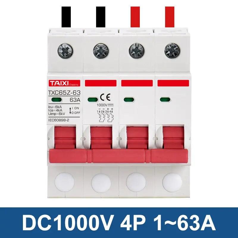 TAIXI- Solar Photovoltaic DC Circuit Breaker MCB 4P/1000V - electrical center b2c