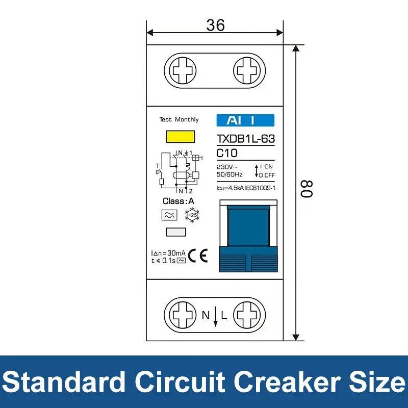 TAIXI- Type A / AC RCBO DPNL Breaker 1P+N | 16A 20A 32A 40A 50A 63A - electrical center b2c