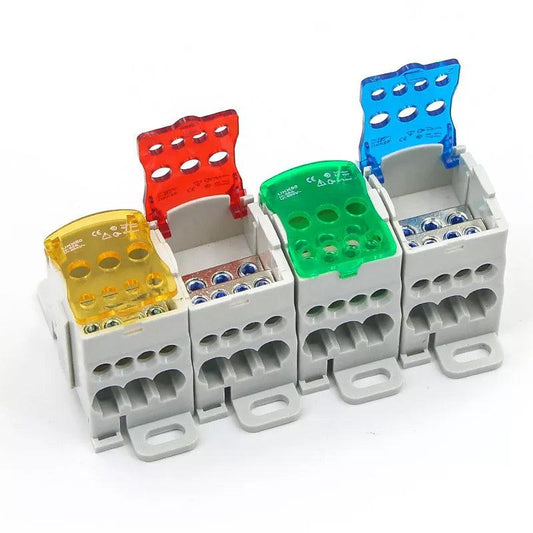 Terminal Block UKK80A  Electric Wire Connector 1 in many Out Din Rail distribution Wiring Accessories Blue Yellow Green Red