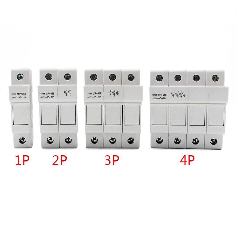 1 Set Parallel Fuse Holder 10*38mm High Voltage Solar PV1000V Fuses 3A To 30A.