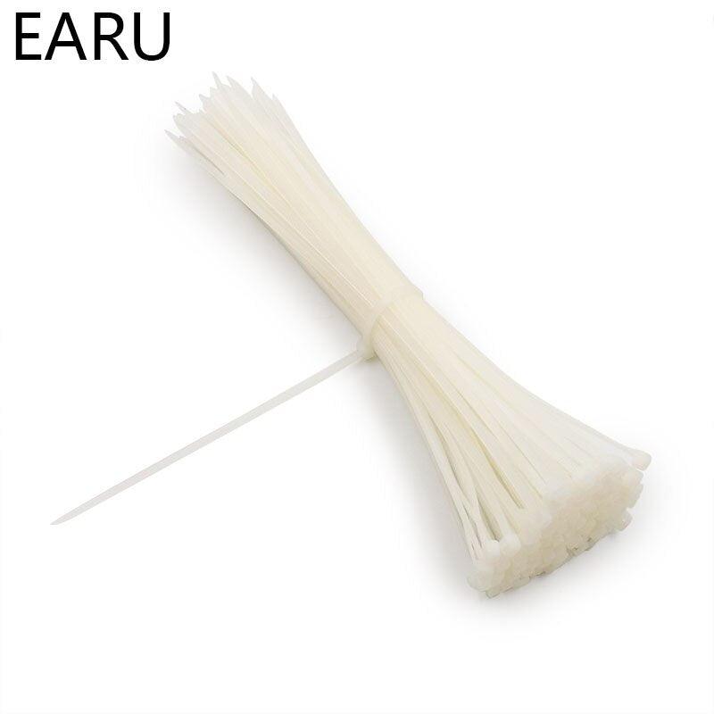 100PCS 3 X 60/80/100/120/150/200mm White Black Cable Wire Zip Ties Self Locking Nylon Cable Tie Wrap Strap Fastener Hook Loop.